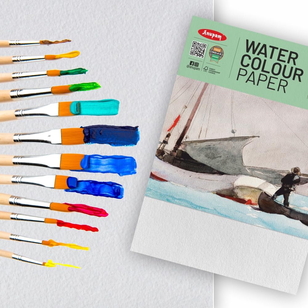 ANUPAM WATER COLUR SHEET 300GSM COLD PRESS A3SIZE PACK OF 5SHEET